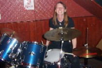 Liz Alderson on drums at Earls Maidstone