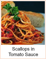 scallops in tomato sauce with pasta