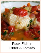 Rock fish in cider & tomato sauce