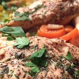 Sea Bass with Broccoli and Rosemary Potatoes