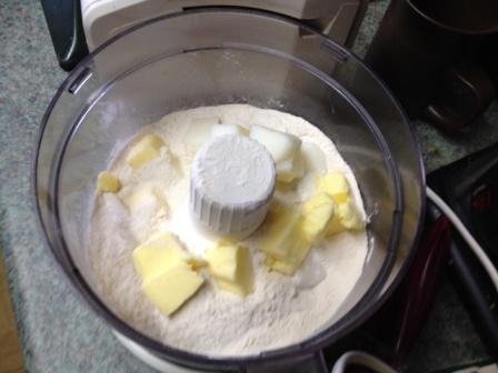 Pastry ingredients in food processor Pastry ingredients in food processor