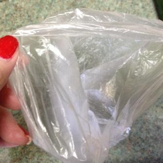 Putting flour in bag to rest pastry Putting flour in bag to rest pastry