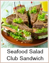 seafood salad club sandwich