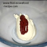 mayonnaise and tomato puree in bowl mayonnaise and tomato puree in bowl