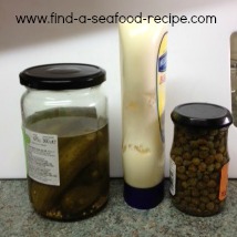 mayonnaise, gherkins and capers