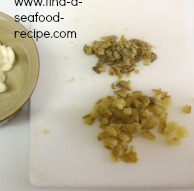 chopped capers and gherkin